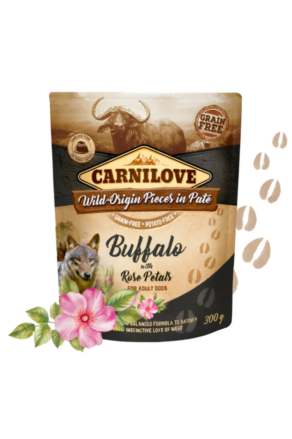 Alimentação Natural Patê Bufallo Com Pétalas de Rosa- Carnilove=300g