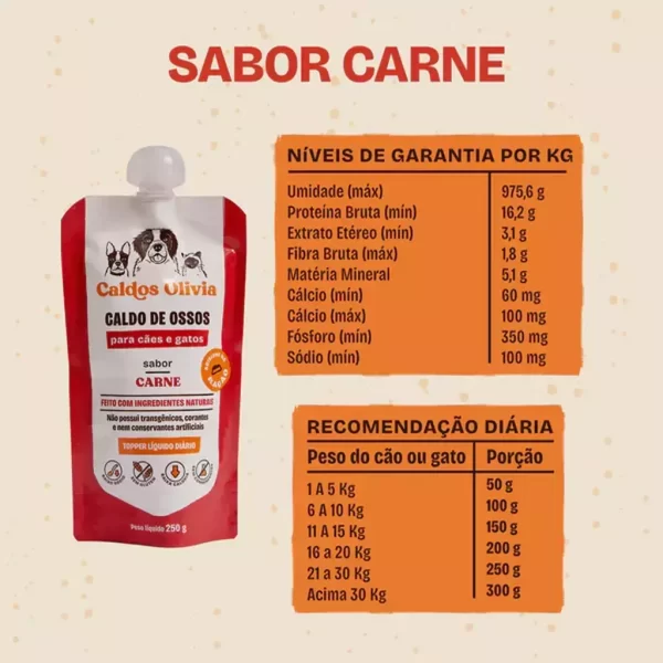 Caldo De Ossos Olivia-Para Cães e Gatos- Sabor Carne - Imagem 2