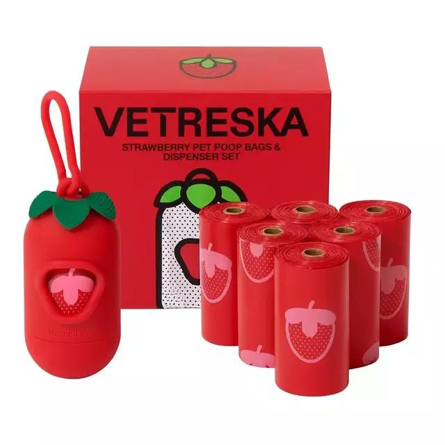 Kit Cata Caca Vetreska Aroma de Morango- Dispenser e Refil ( 1 dispenser + 7 Refis)