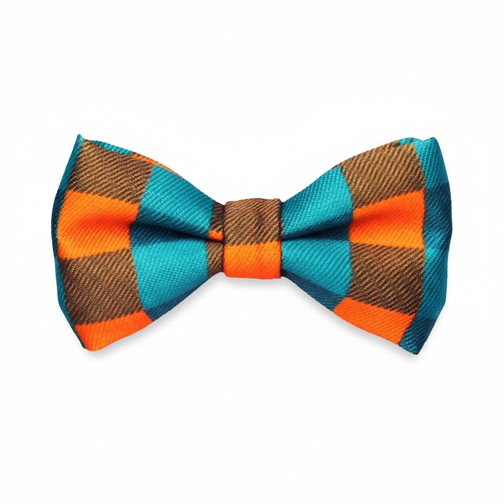 Gravata Para Cães ou Gatos-Xadrez Verde e Laranja-DogNerd