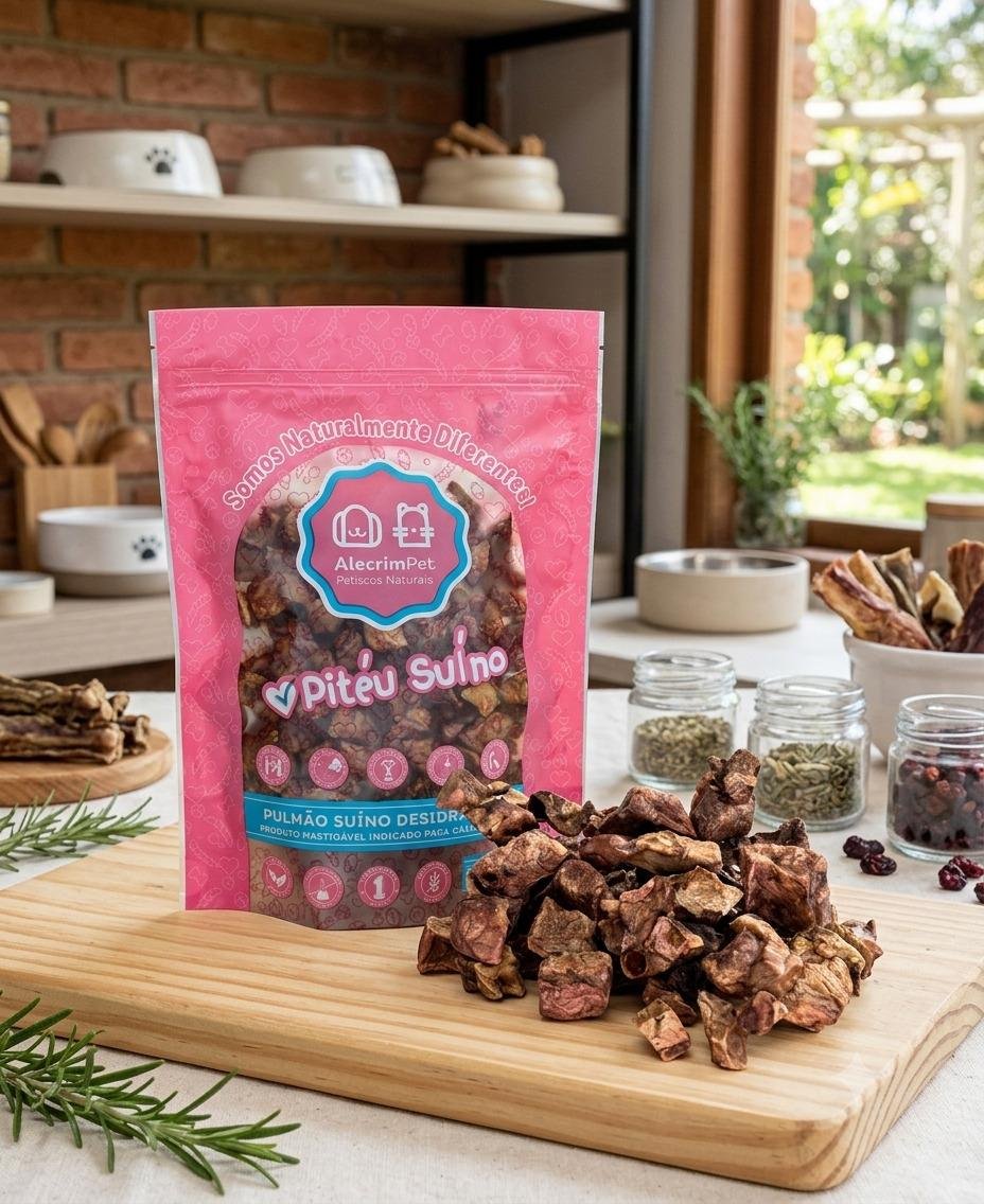 Petisco-Pitéu Suíno Natural Desidratado para Cães e Gatos-60g-AlecrimPet